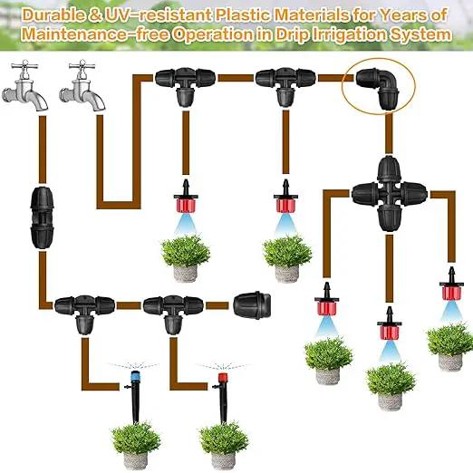 Upgraded 1/4" Drip Irrigation Elbow Fittings：24 Pieces Leak Free Lock Barbed 90 Degree Elbow Connectors for1/4 Inch Irrigation Tubing Quick Connect Parts for Garden Landscape System by GreenHaven Gardens