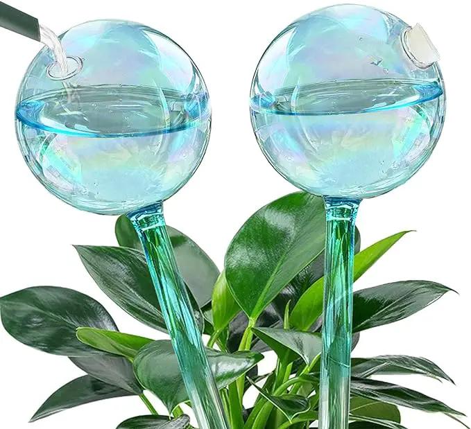 2pcs Galss Plant Watering Devices, Planter Self Watering Globes for Home Potting, Garden Flower Plant Watering Spikes Automatic Plant Waterer System Set for Indoor Outdoor Plant Daily Watering by GreenHaven Gardens