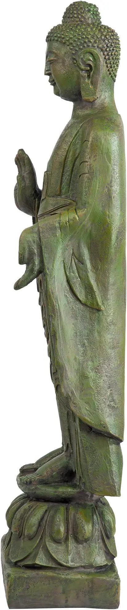 Design Toscano Enlightened One Asian Decor Indoor/Outdoor Garden Statue, 12 inches Wide, 40 inches Tall, Cast Stone Resin, Green Bronze Finish by GreenHaven Gardens