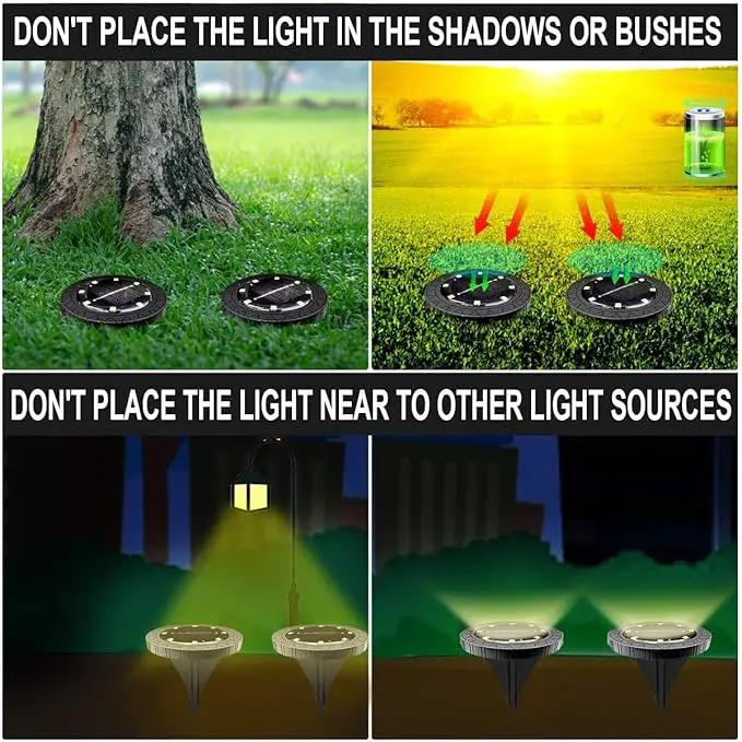 Solar Powered Ground Lights 2Pack,Waterproof LED Solar Lights Outdoor Solar Disk Lights Decorative,Solar Garden Lights for Landscape Pathway Patio Yard Walkway Path Lawn Driveway (Warm White) by GreenHaven Gardens