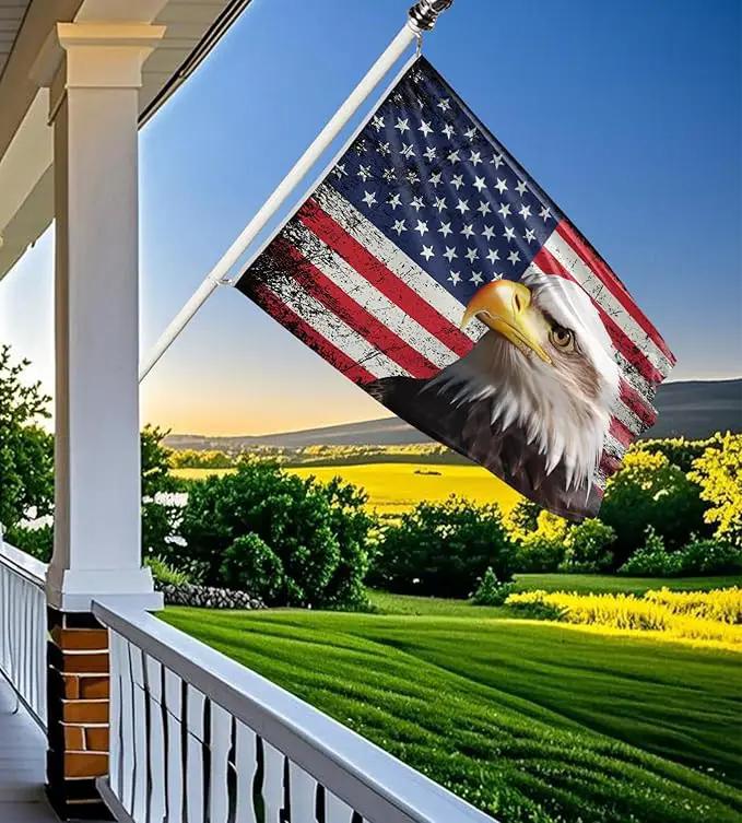 American Eagle Flag 3x5 Ft Double Sided Faith Over Fear Banner, Christian American Flags for Outside Christian Banners with Brass Grommets Outdoor House Decorations Flag by GreenHaven Gardens