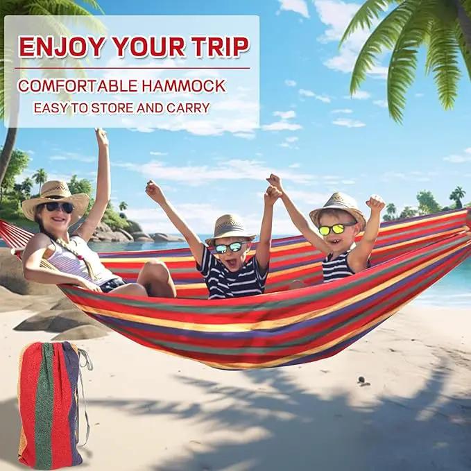 Durable Hammocks 660 Lbs Capacity, Camping Essentials Hiking Gear Accessories Max 2 X Tree Straps & Carabiners & Duckbilled Buckle & Thicker Rope & Portable Carrying Bag Included (red) by GreenHaven Gardens