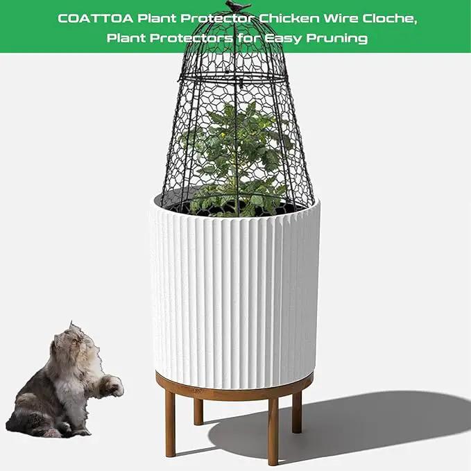 Plant Protector Chicken Wire Cloche 4 PCS, Plant Protectors from Animals, 18.7×12 Inch Large Garden Cloches for Plants, Sturdy 2-in-1 Cloche Dome for Plants, Plant Protectors for Easy Pruning by GreenHaven Gardens