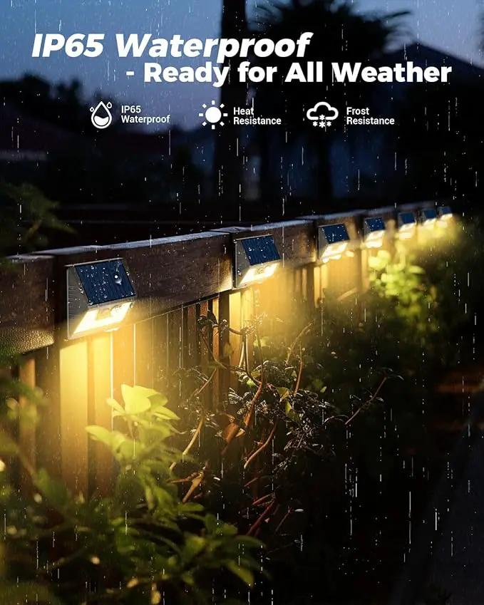 12 Pack Solar Fence Lights, Motion Sensor Deck & Wall Lights - Warm White LED, Wireless, Waterproof, Outdoor for Yard, Steps & Garden - Black by GreenHaven Gardens