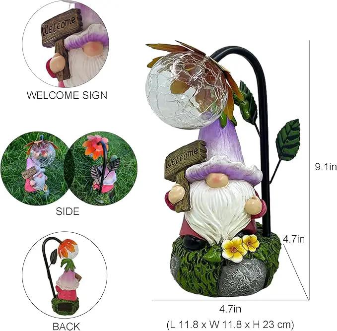 Garden Gnomes Outdoor Statue with Solar Lights Welcome Gnome Home Garden Decor Mom Gifts for Yard Patio Home Garden by GreenHaven Gardens