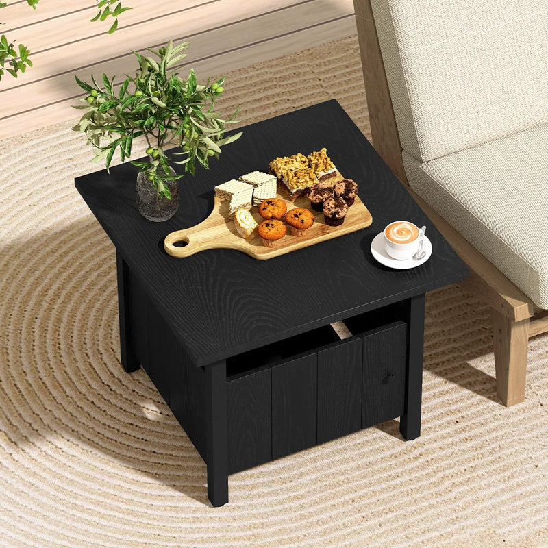 Outdoor Side Table with 1.89" Umbrella Hole Patio Umbrella Table Base Stand-Black by DirectDeals