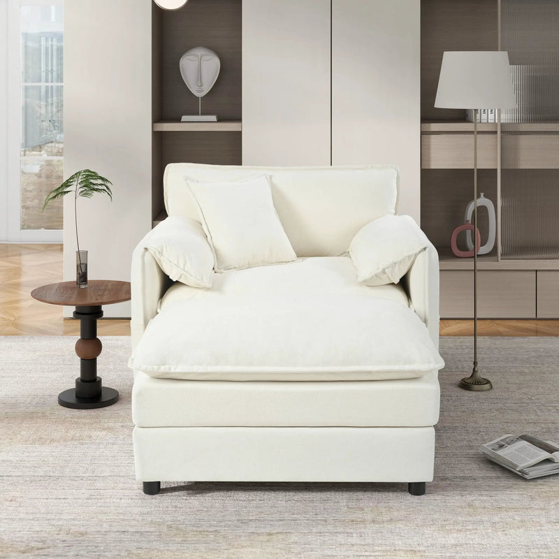 Oversized Chair With Movable Ottoman, Soft Upholstered Lounge Chair by HouseOfZazla