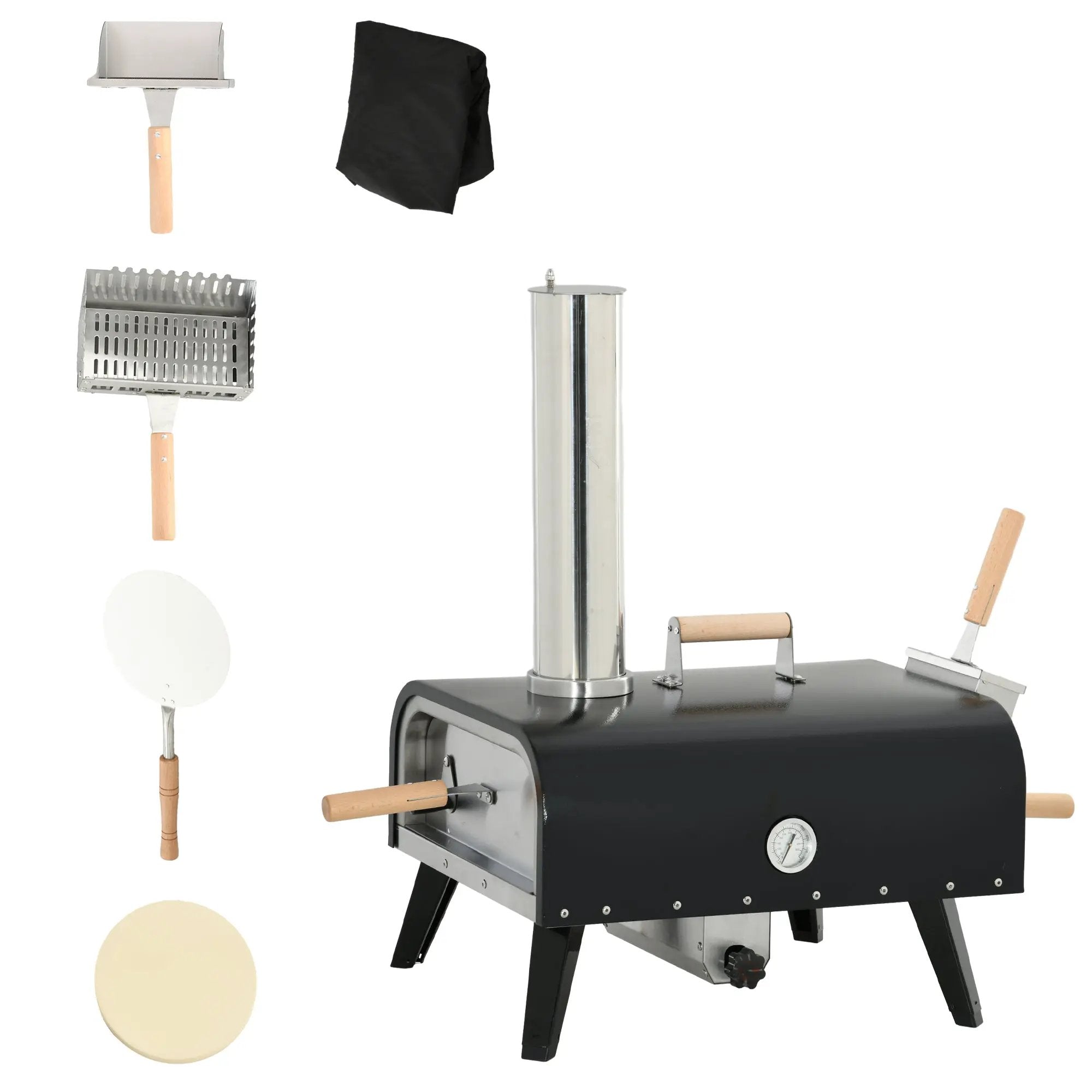 Outsunny Outdoor Pizza Oven with 12" Rotating Stone and Foldable Legs by HouseOfZazla