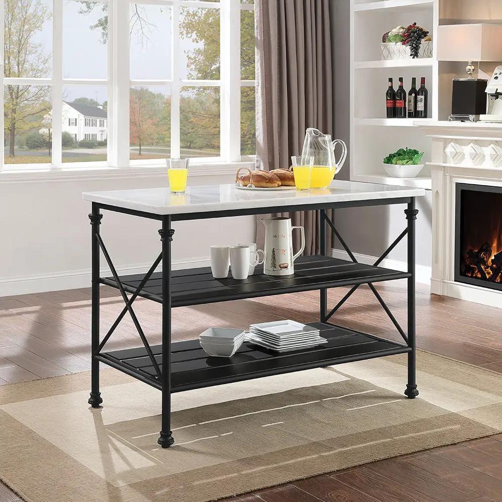 Brahm - Kitchen Island - White Marble Top & Gray by Unique Piece Furniture