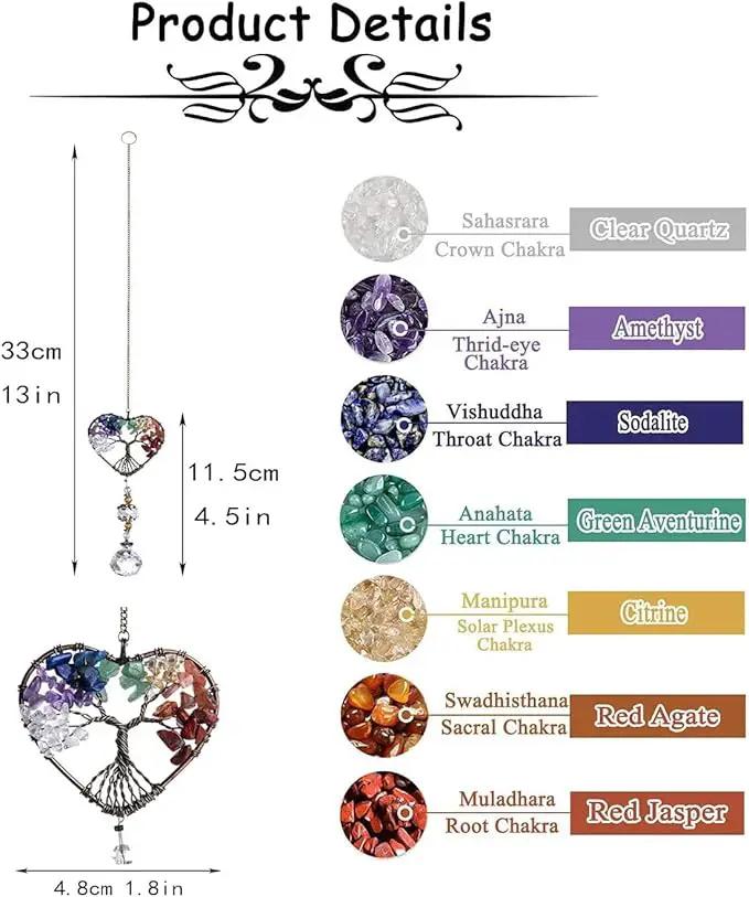 H&D HYALINE & DORA Suncatcher Window Hanging Tree of Life Heart Shaped Crystal Ball Prism Drop Pendant by GreenHaven Gardens