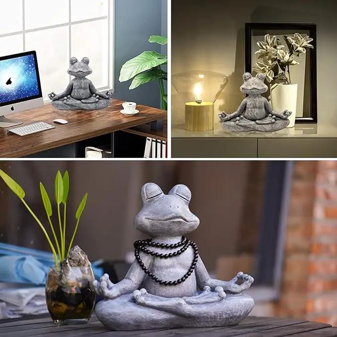 Goodeco 12.5" L×10" H Meditating Yoga Frog Statue - Gifts for Women/Mom, Zen Garden Frog Figurines for Home and Garden Decor, Frog Decorations Gift Ideas, Frog Gifts for Women by GreenHaven Gardens
