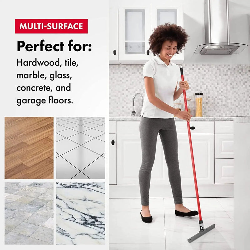 Heavy Duty Floor Squeegee for Concrete and Tile Floor - Silicone Squeegee Broom Floor Scrubber - Large Single Cast Rubber Blade Aluminum Long Handle 360° Swivel Joint - Garage Shower Window Cleaning by GreenHaven Gardens