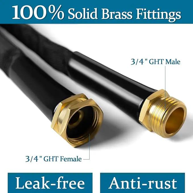Garden Hose 100ft, Made of TPE(Not PVC), Ultra-Light & Flexible Water Hose with Solid Brass Fittings, Non-Shrinking, Easy to Storage, Drinking Water Safe Material, All-weather, Black, Newbox by GreenHaven Gardens