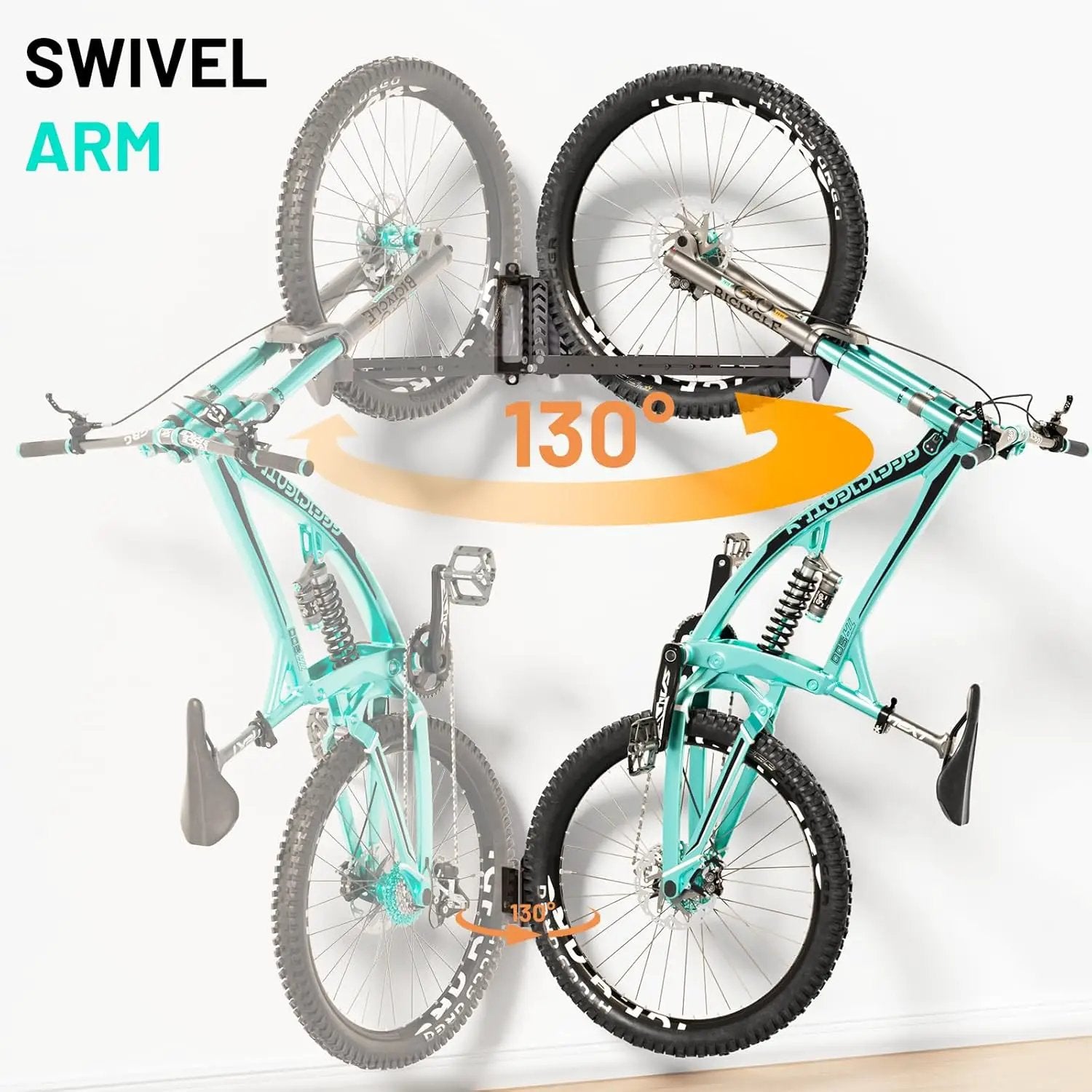 Swivel Bike Rack Wall Mount, Bike Hangers for Garage, Space-Saving Vertical Bike Holder, Holds up to 77 lbs, Bicycle Wall Hanger Storage, No Heavy Lifting Required Indoor Hanging Bike Rack-Gray by GreenHaven Gardens