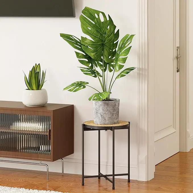 Bamworld Rattan Plant Stand Indoor,Round Plant Table for Large Plants,Tall Heavy Duty Plant Holder for Living Room Bedroom Balcony,Boho Rattan Decor by GreenHaven Gardens