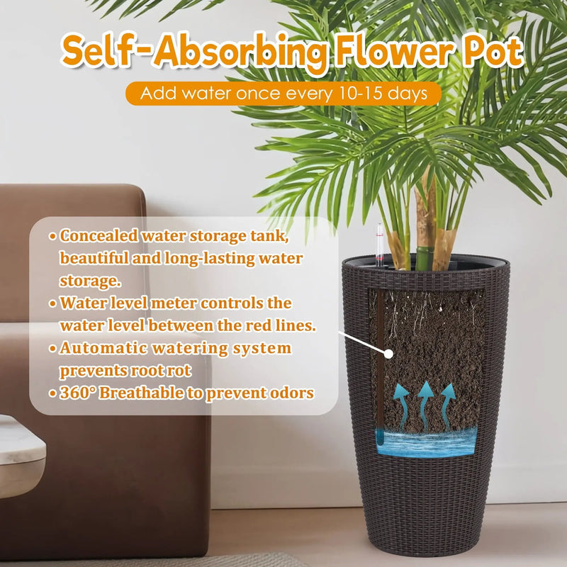 Tall Planters Set With Water Level Monitor And Auto Watering by Unique Piece Furniture