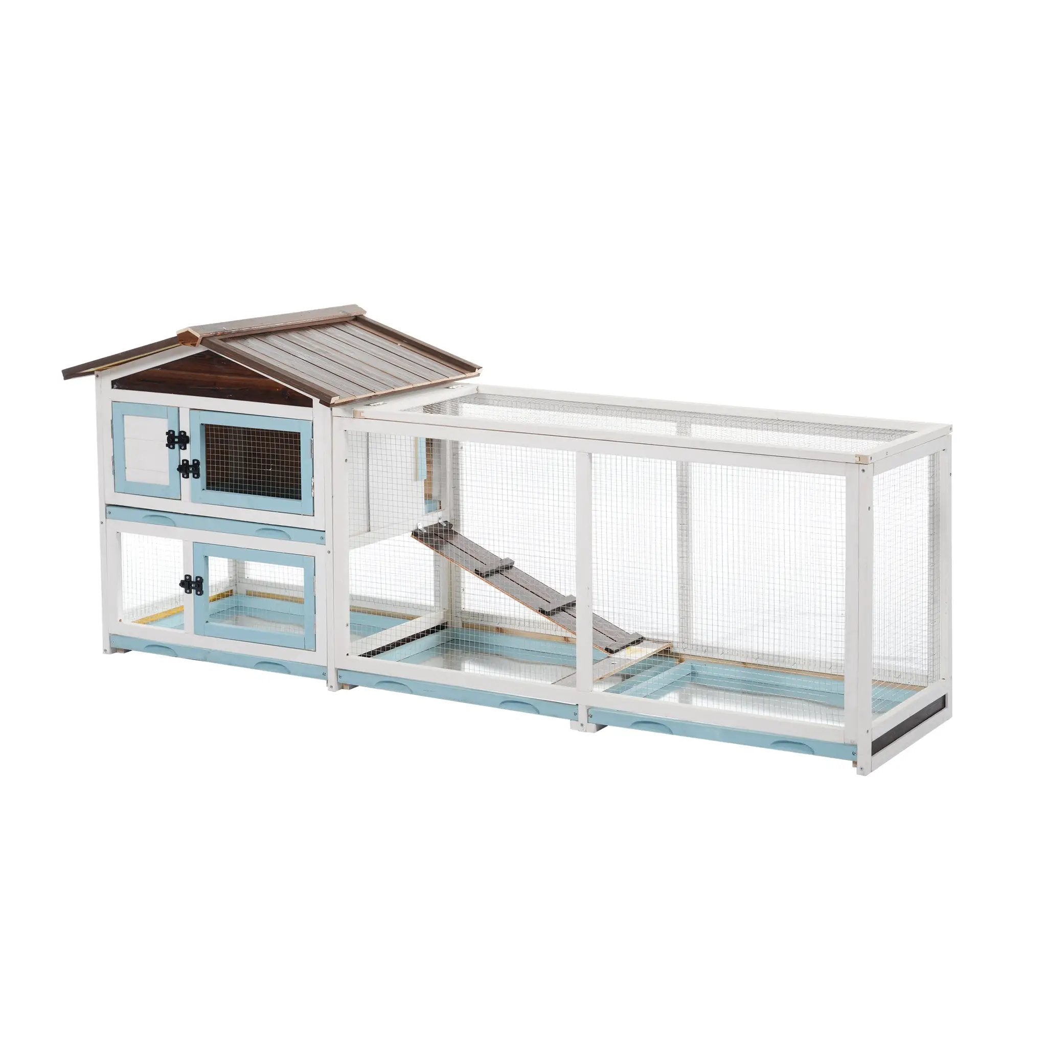 Outdoor Multi-Level Fir Wood Rabbit Hutch by HouseOfZazla