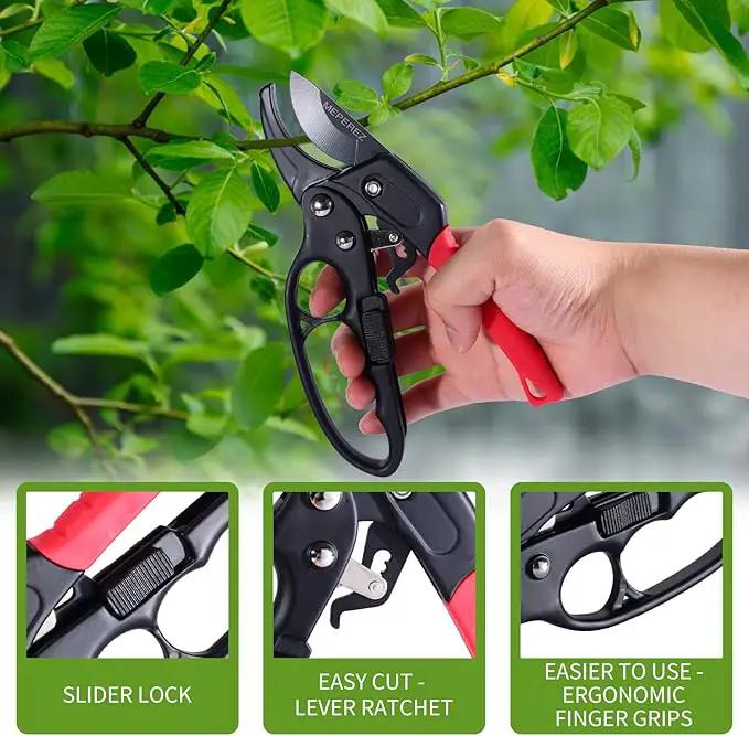 Garden Clippers, Premium Germany Pruners, Work 3 Times Easier, Professional Pruning Shears, Cutting Rose, Flower, Hedge, Stem, Sharp Scissors Gardening Tools, Arthritis Weak Hand Snips by GreenHaven Gardens