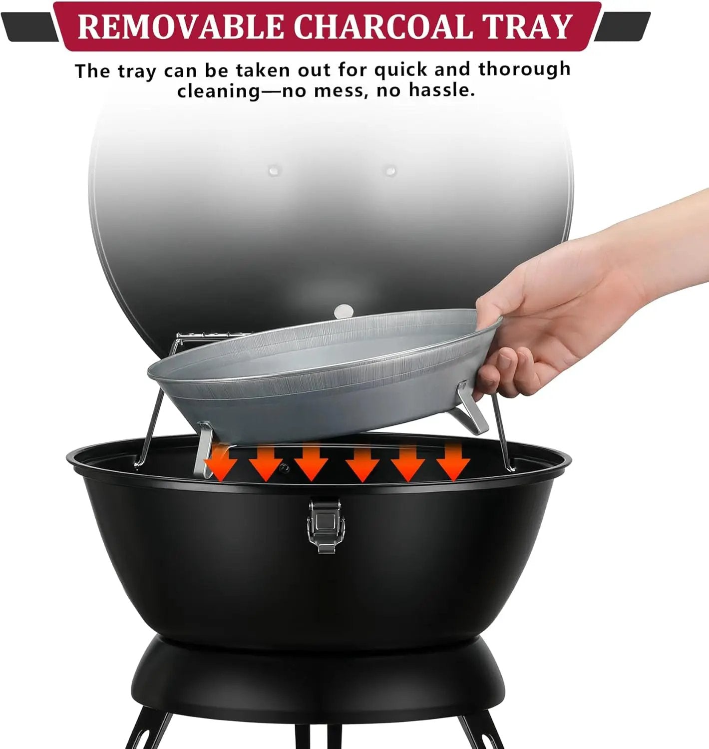 14inch Portable Charcoal Grill with Warming Rack, Small bbq Charcoal Grill Tabletop Foldable Grills for Backyard, Camping, Black by GreenHaven Gardens