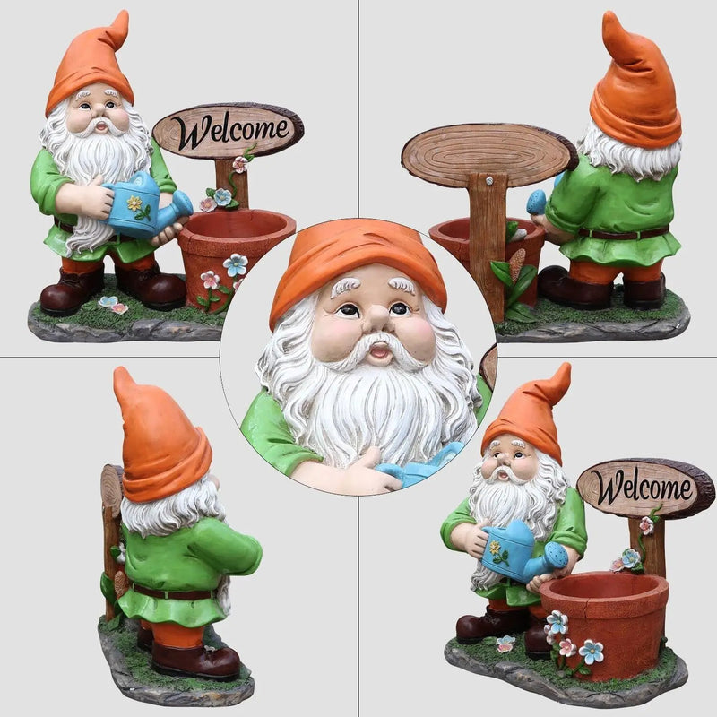 Outdoor Garden Sculpture Gnome Flower Pot Planter by HouseOfZazla