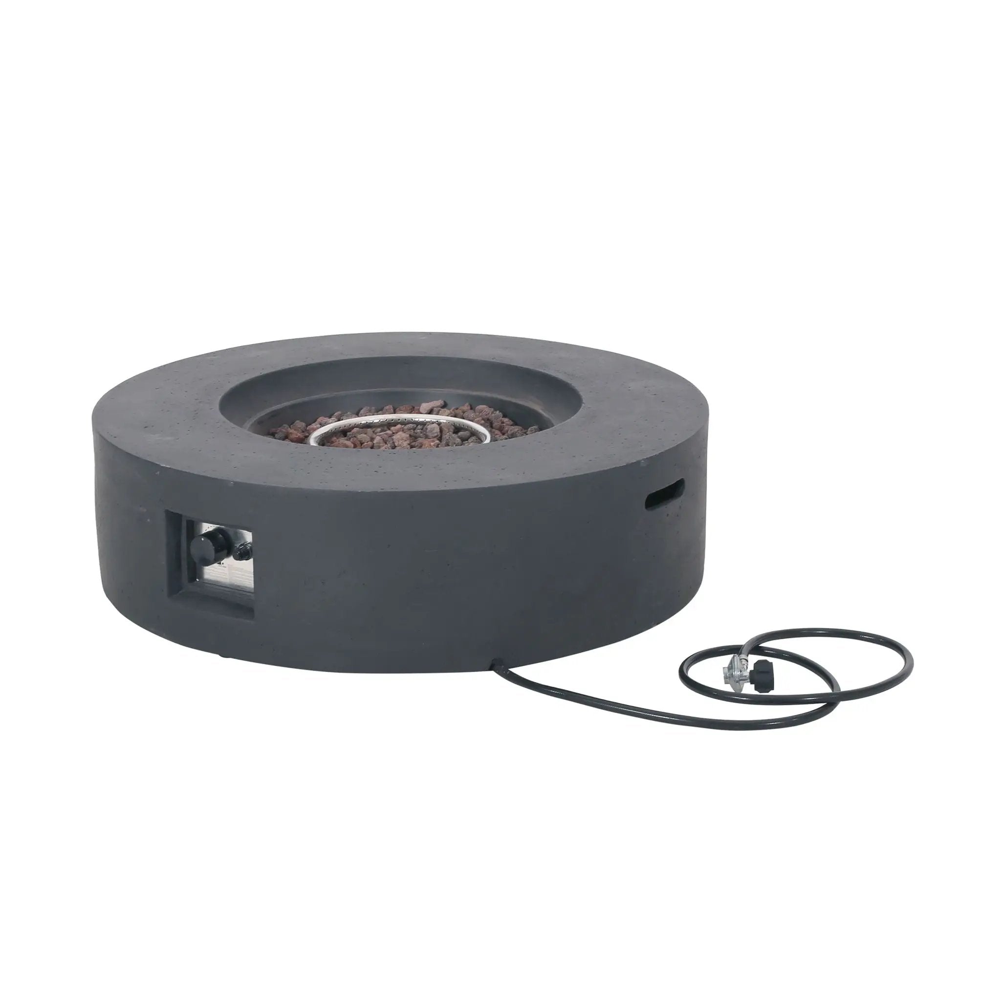 Modern Lightweight Concrete Outdoor Circular Fire Pit 50,000 BTU by HouseOfZazla