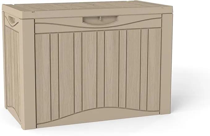 50 Gallon Lockable Resin Deck Box, Waterproof & UV-Resistant Outdoor Storage Box for Outdoor Cushion Storage, Garden Tools & Pool Accessories Storage, Gray by GreenHaven Gardens
