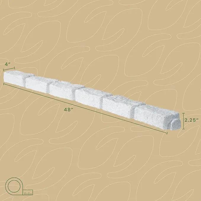 Beuta Landscape Edging | Garden Edging Border | Faux Stone Bricks for Lawn edging, Flower beds, Pathways & Yard Edging– 40 Packs | Each Section Has 6 Bricks 48"L x 4"W x 2.25"H | 120 Spikes |Limewash by GreenHaven Gardens
