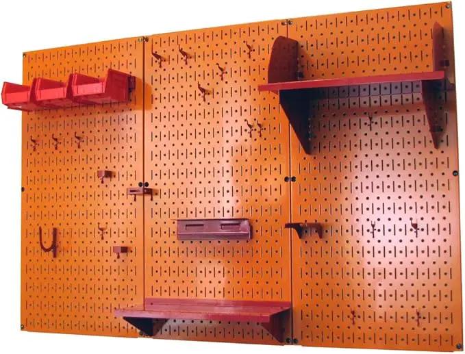 Wall Control Pegboard Organizer 4 ft. Metal Pegboard Standard Tool Storage Kit with Orange Toolboard and Red Accessories by GreenHaven Gardens
