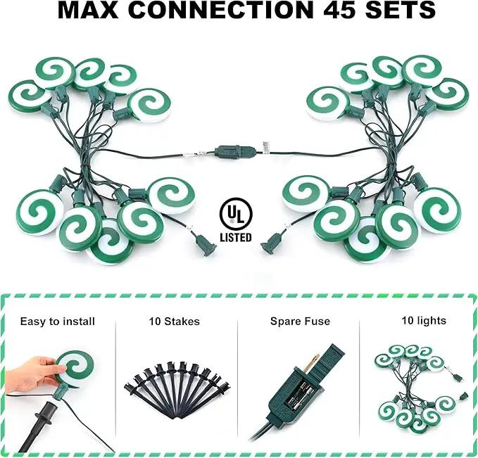 Ultimate Unicorn Christmas Pathway Lights, Green Peppermint LED Lollipop Lights for Outdoor Decoration, With Stakes for Yard, Sidewalk, Garden, Rooftop by GreenHaven Gardens