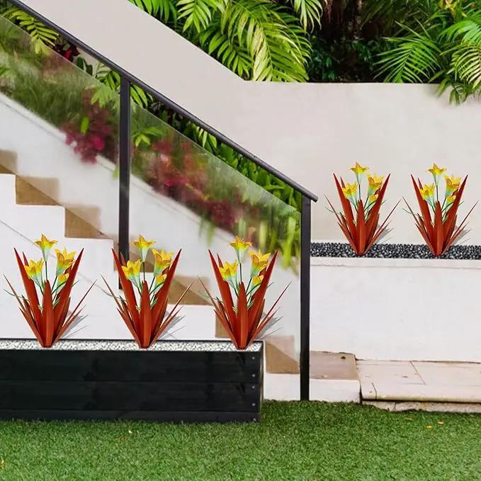 Homight Metal Agave Plant Outdoor Decoration Outdoor Garden Decoration Lily Mexican Yard Art Plant Garden Agave Lily Decorative Garden Gift… (2 Big Yellow Lilies) by GreenHaven Gardens