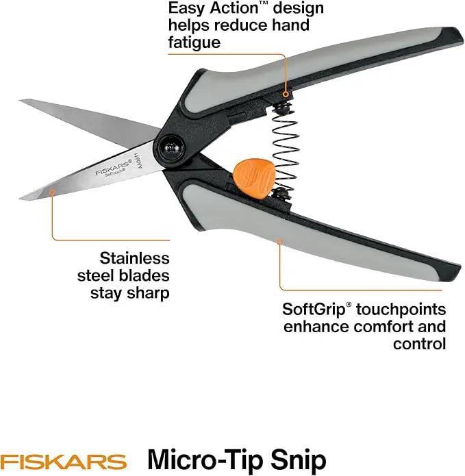 Fiskars 15pc Micro-Tip Pruning Snip Set, Precision Stainless Steel Blades, Softgrip Handles for Deadheading, Trimming & Shaping Small Plants by GreenHaven Gardens