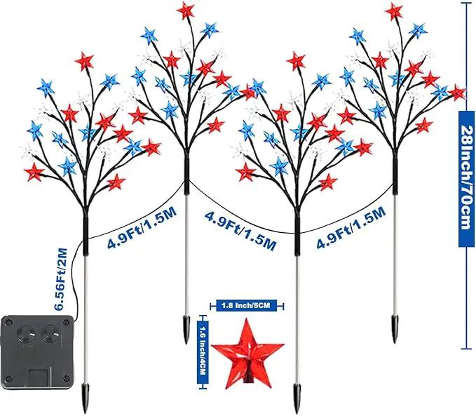 Solar 4th of July Decorations Outdoor Lights, 4-in-1 8 Modes Red White and Blue Star Stake Lights, Waterproof Solar Patriotic Decorations Outdoor for Fouth of July Memorial Day Yard Pathway Grave by GreenHaven Gardens