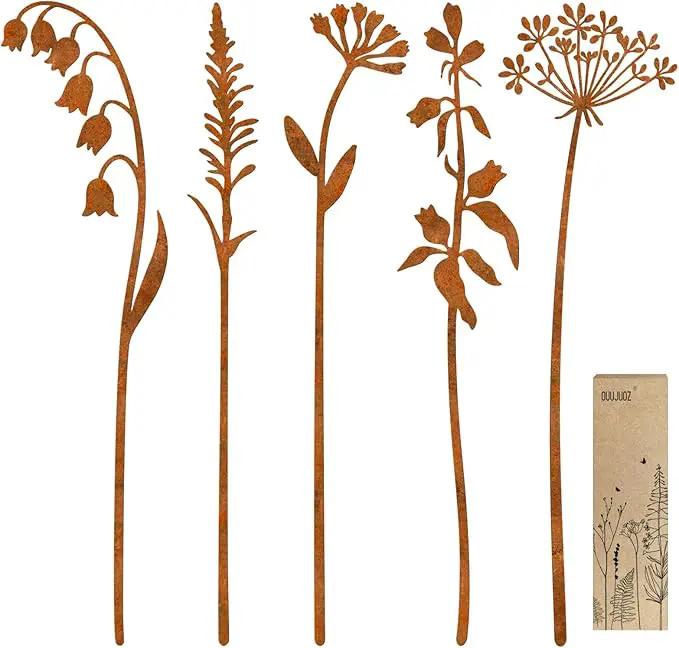 Metal Flowers for Outside,Decorative Garden Stakes,Flower Bed Decor Plant Stakes,Metal Art for Outside,Yard Art Outdoor for Lawn Yard, Walkway and Flower Garden by GreenHaven Gardens