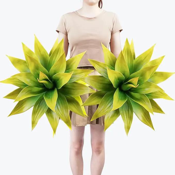 Artificial Agave Plants,Large UV Resistant Fake Agave Planters for Indoor and Outdoor Decorating Tropical Plant Succulents Greenery Indoor Decor (2Pack,22" Yellow) by GreenHaven Gardens