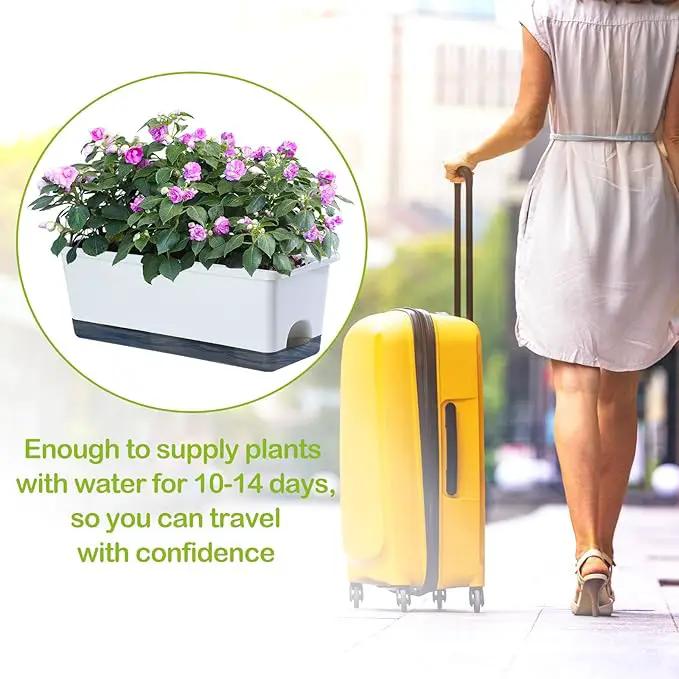 Window Box Planter 8 Pcs, 17 Inches Rectangle Flower Pots with Drainage Holes and Trays, Vegetable Planters for Windowsill Patio Garden Balcony Home Porch Yard Indoor Outdoor (White) by GreenHaven Gardens