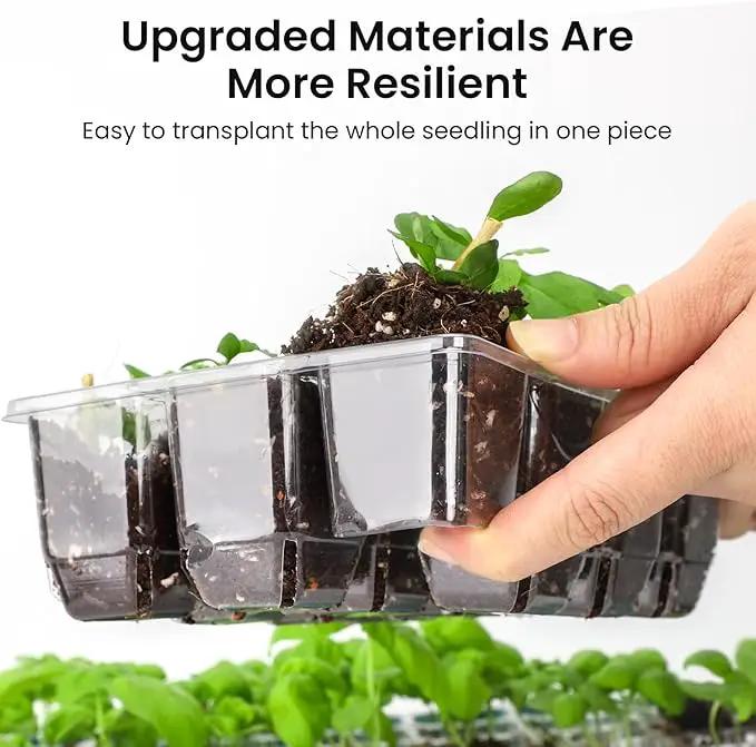 MIXC 360 Cells Seedling Starter Trays Transparent Seed Tray Grow Germination Kit with 30 Plant Lables(1.5 inch x 12 Cells per Tray, 30 Trays) by GreenHaven Gardens