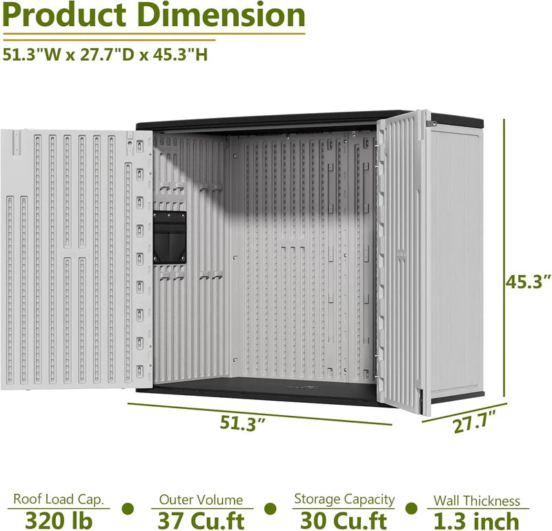 HOMSPARK 37 Cu.Ft Outdoor Storage Shed Weather Resistant, Multi Functional | Double-Wall Resin Storage Sheds & Outdoor Storage Box Waterproof for Backyard Garden Patio Lawn (Light-Grey) by GreenHaven Gardens