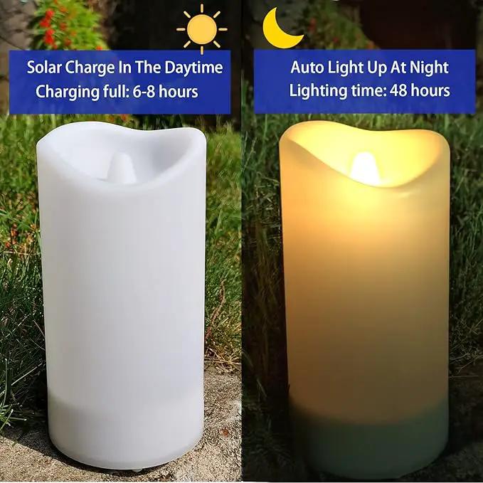 2 in 1 Rechargeable Candles, USB Solar Candles Outdoor Waterproof, Long Lasting Battery Operated Led Electric Flickering Flameless, for Outdoor Lanterns, Wedding, Christmas, Table Decorations by GreenHaven Gardens