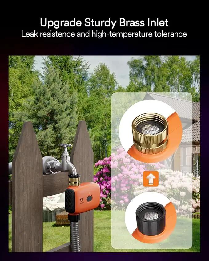 Lumary Smart Sprinkler Timer, WiFi Water Timer for Garden Hose, Brass Inlet Water Hose Timer, Manual/Automatic Irrigation Timer, App/Voice Control Work with Alexa (Gateway Included), Orange, L-WT1A1 by GreenHaven Gardens