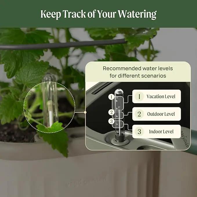 Vego garden Mini Planter Indoor Pots with Trellis Self-Watering Herb Countertop Planter for Climbing Vegetables Flowers Mint Plants Cage- Fog Gray by GreenHaven Gardens