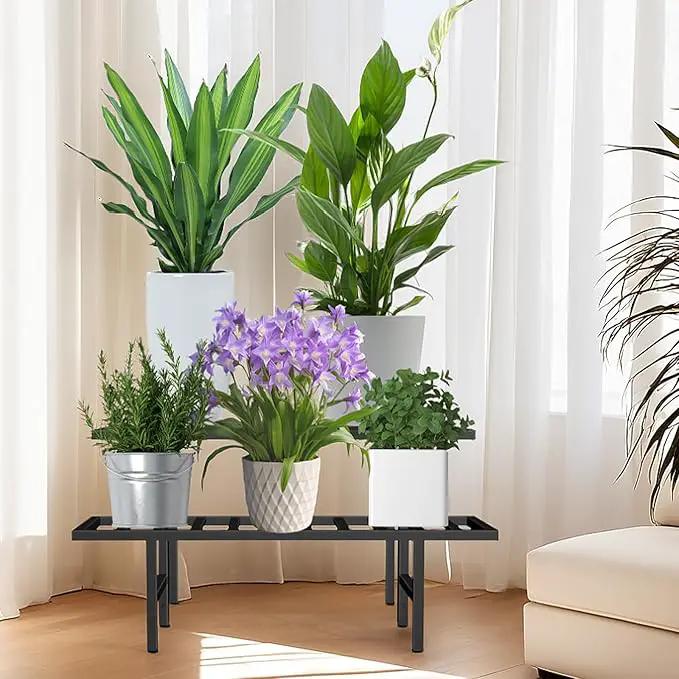 Plant Stand Indoor Outdoor, Heavy Duty Iron Pedestal Stands Metal Plant Stand for Indoor Outdoor, 2-Tier Sturdy Flower Stand Display Plant Shelf by GreenHaven Gardens
