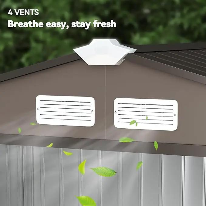 Outsunny 7' x 4' Outdoor Storage Shed, Garden Tool Metal Shed with Foundation Kit, Double Lockable Door, Air Vents and Sloping Roof, for Backyard, Patio, Lawn, Brown by GreenHaven Gardens