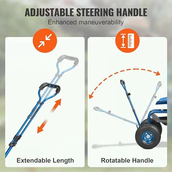 VEVOR Rolling Garden Work Seat with Wheels, Gardening Stool for Planting, 360 Degree Swivel Seat, Garden Scooter with Steering Handle & Tool Tray, Garden Chair for Outdoor, Patio and Yard, Blue by GreenHaven Gardens
