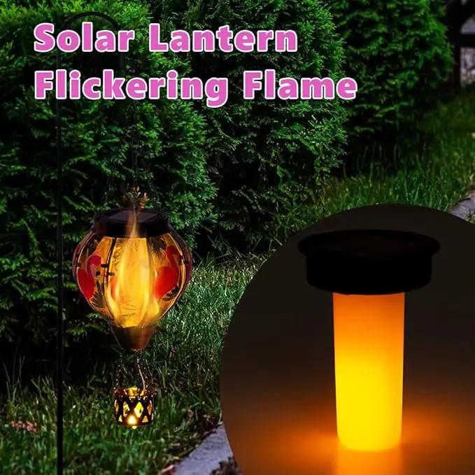 Flamingo Solar Hot Air Balloon Flickering Flame Hanging Garden Light,Glass Hot Air Balloon Solar Lanterns Outdoor Waterproof for Patio Tree Yard Decor,Flamingo Lantern Birthday Gifts for Women by GreenHaven Gardens