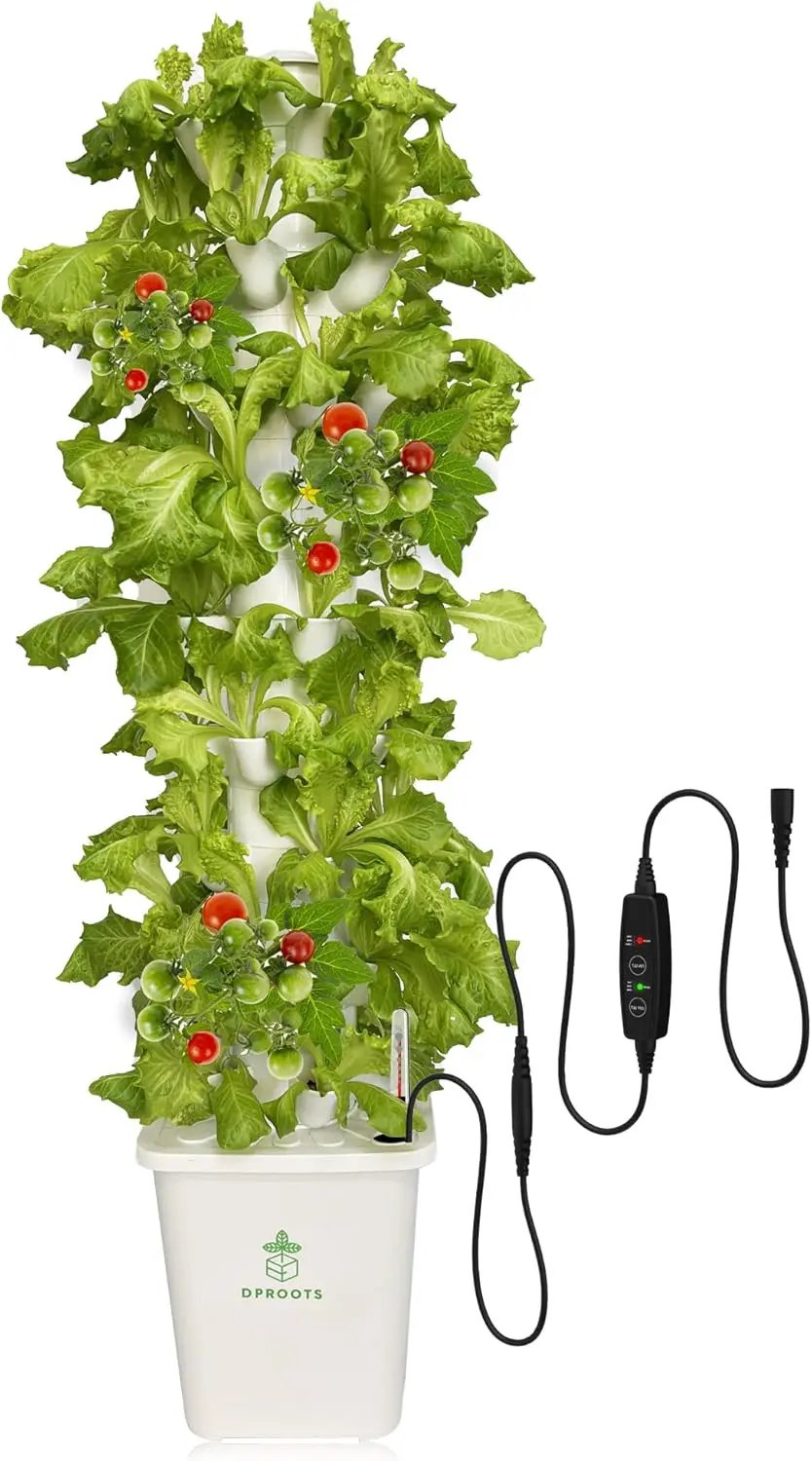 Hydroponic Tower Growing System，45 Pods Vertical Garden，Suitable for Indoor and Greenhouse, Grow Herbs and Vegetables，Houseplant Farming with Water Circulation and Automatic Timer by GreenHaven Gardens