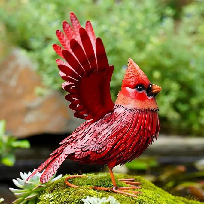 Nacome Cardinal Garden Decor Metal Yard: Art Outdoor Sculptures & Statues Large Red Bird Ornaments for Patio Balcony Front Backyard - Gifts for Grandma Mom by GreenHaven Gardens