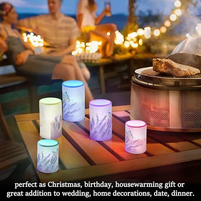 Flickering Flameless Candles, Lavender Butterfly Purple LED Candles with Remote Timer, Set of 2 Battery Operated Candle for Valentine Wedding Birthday by GreenHaven Gardens