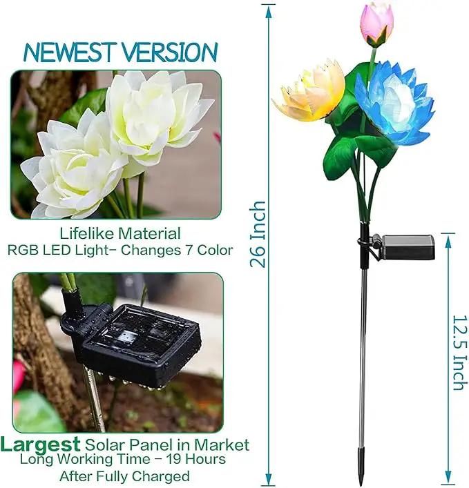 TONULAX Solar Garden Lights, Upgraded 2-Pack, Solar Lotus Flower Lights, Plastic Silk, Multi-Color, LED, Waterproof, Touch Control, 18-Hour Runtime by GreenHaven Gardens