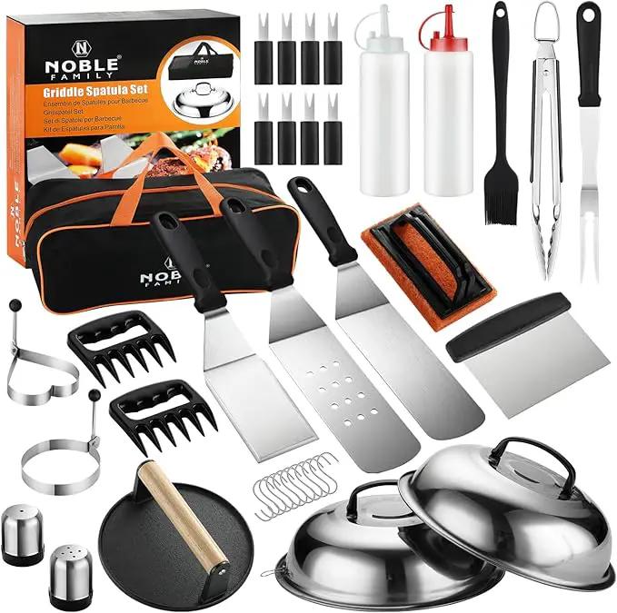 38PCS Griddle Accessories Kit, Professional Grill Tools Set for Outdoor Barbecue, Stainless Steel Griddle Spatula Set with Tongs, Smash Burger Press, Carry Bag, Perfect Grilling Gifts by GreenHaven Gardens