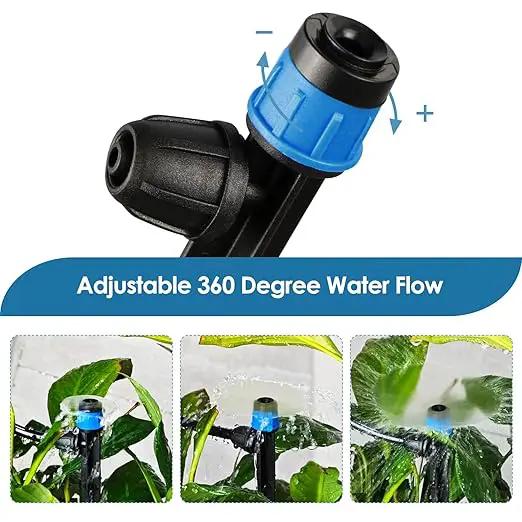 Drip Irrigation Emitters Fittings: Adjustable Irrigation Sprayer for 1/4 inch Drip Tubing Full Circle Vortex Stream Dripper on 5" Arrow Stake Barbed Locked Nuts Connectors (50 Pieces) by GreenHaven Gardens
